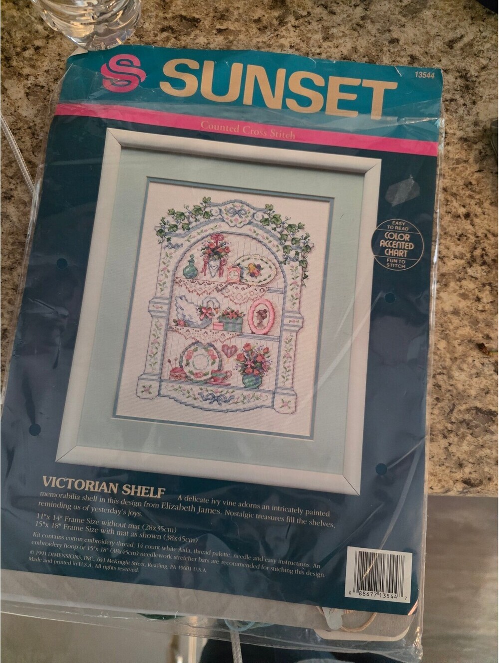 Sunset Victorian Shelf Cross Stitch Kit 13564 with Color Scented DMC Floss
